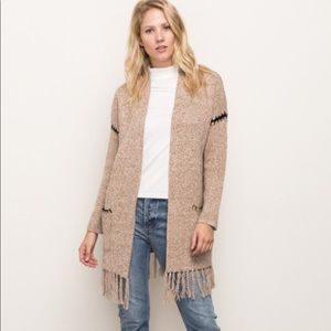 Mystree fringed open cardigan sweater